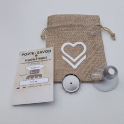 Porte-savon magnétique et sac de jute (9x12 cm)