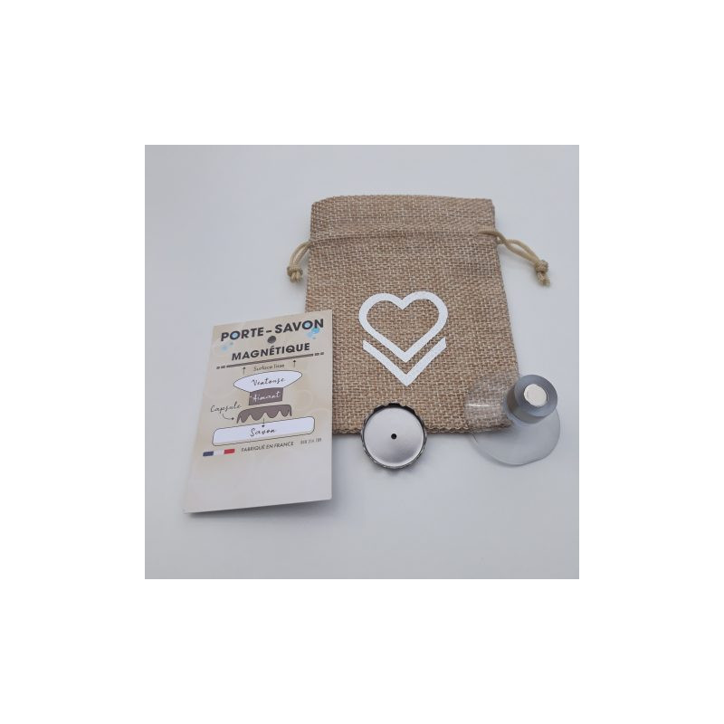 Porte-savon magnétique et sac de jute (9x12 cm)